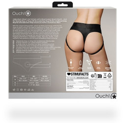 Ouch! Jock String vibrant Strap-On Thong Rear Open Noir 